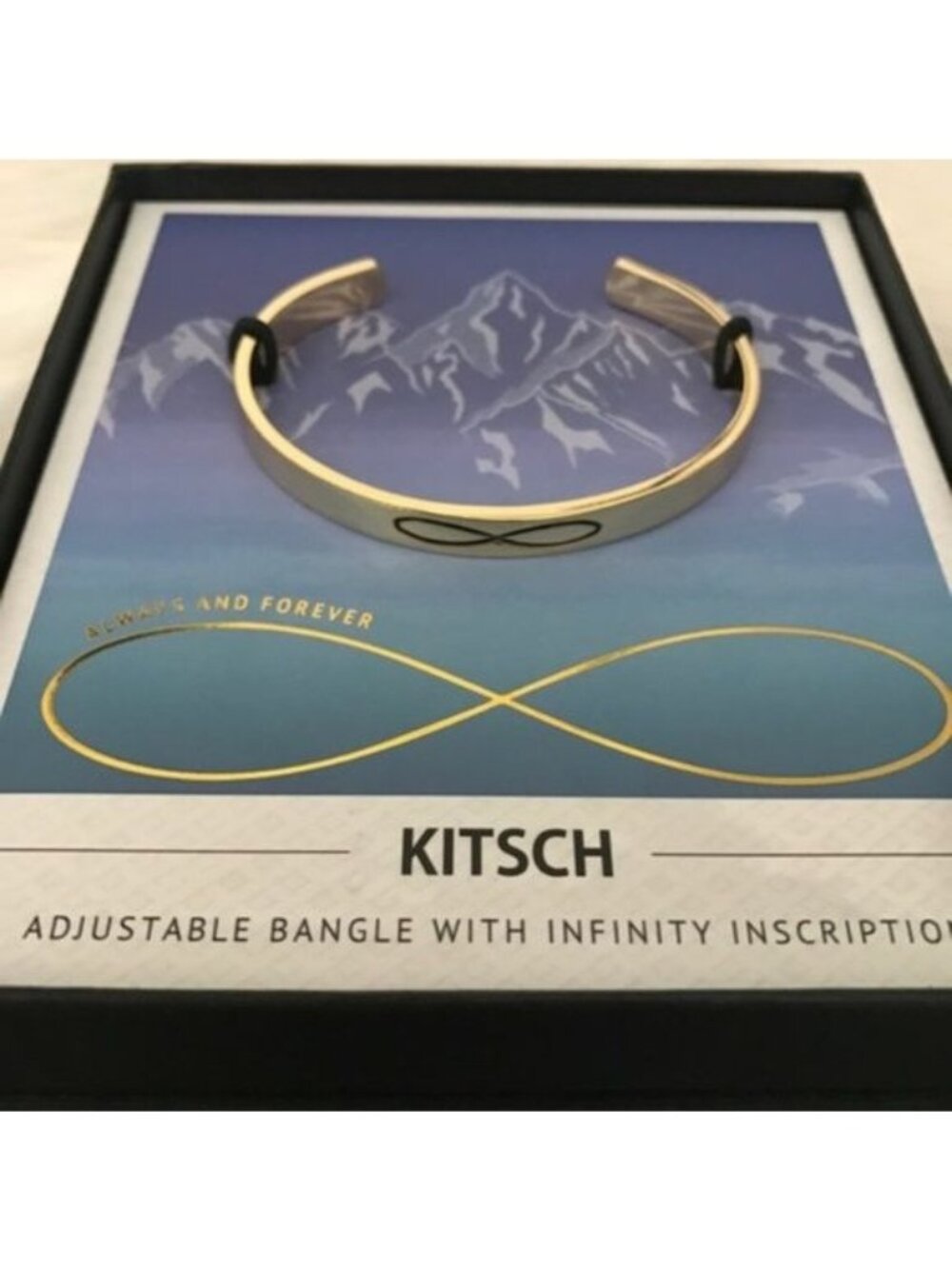 Kitsch Adjustable Bangle With Infinity Inscription Gold Color